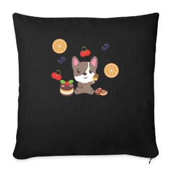 Bouledogue française - Frenchi - Bully - Nourriture - Housse de coussin décorative 45 x 45 cm - noir - Devant