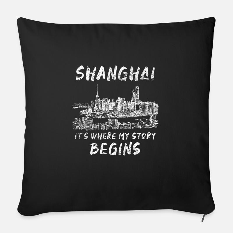 Shanghai - Sofakissenbezug 45 x 45 cm - Schwarz