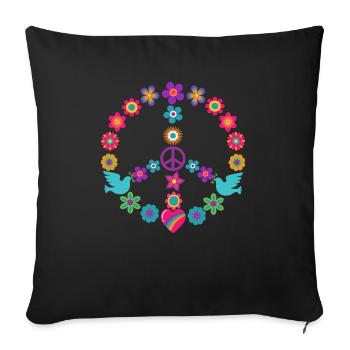 Flower Power Peace Sign Hippie Peace Movement - Sofa pillowcase 17,3'' x 17,3'' (45 x 45 cm) - black - Front