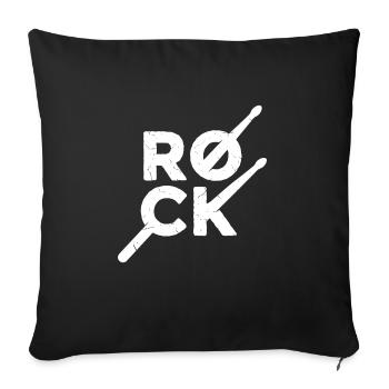 Rocktext mit Drumsticks - Sofakissenbezug 45 x 45 cm - Schwarz - Vorne