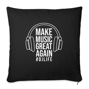 DJ Records Djane Platine Musique Vinyle - Housse de coussin décorative 45 x 45 cm - noir - Devant