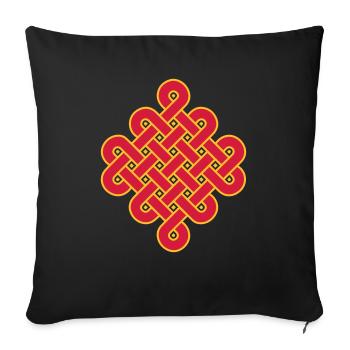 Infini noeud bouddhisme Tibet celtique sans fin - Housse de coussin décorative 45 x 45 cm - noir - Devant