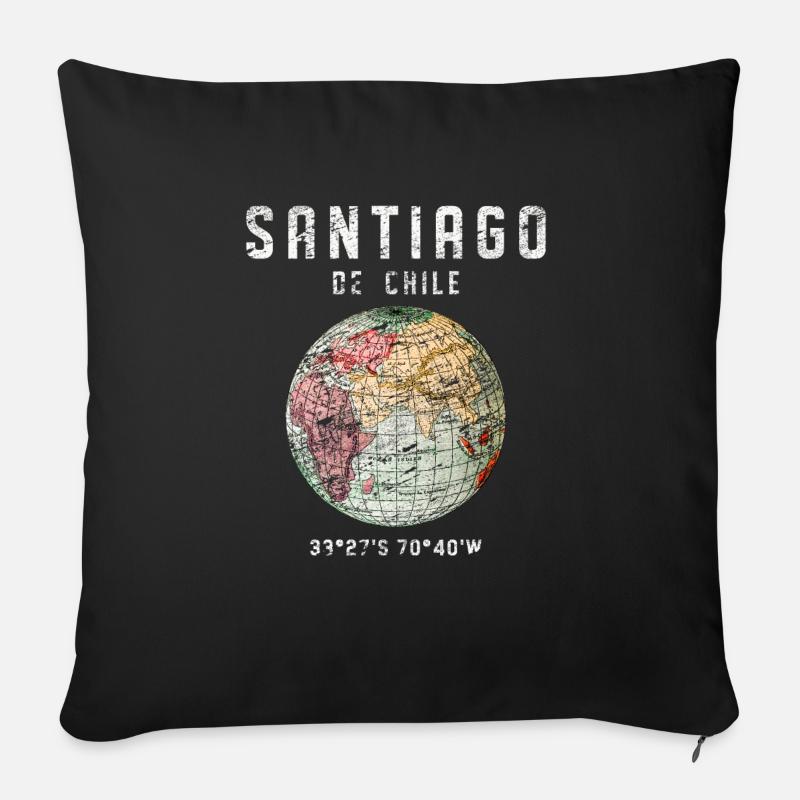 Santiago du Chili - Housse de coussin décorative 45 x 45 cm - noir