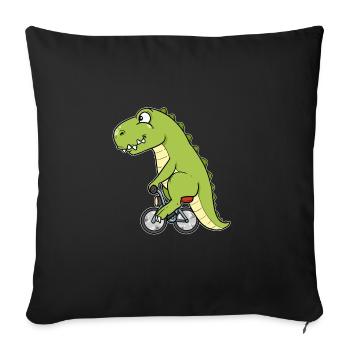 Dino Dinosaur Vélo Vélo T-Rex Radel Radler - Housse de coussin décorative 45 x 45 cm - noir - Devant