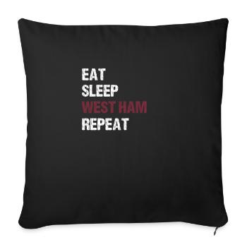 Eat Sleep West Ham Repeat - Sofakissenbezug 45 x 45 cm - Schwarz - Vorne