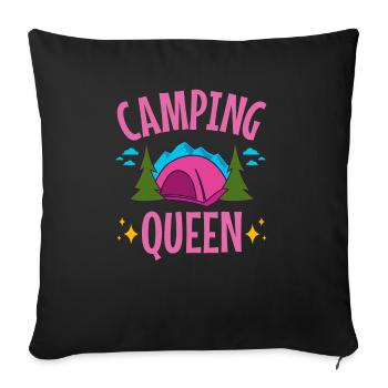 Camping Queen - Graphique camping - Housse de coussin décorative 45 x 45 cm - noir - Devant