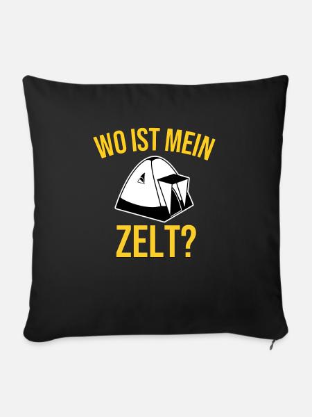 Festival Zelt Camping Geschenk - Sofakissenbezug 45 x 45 cm - Schwarz
