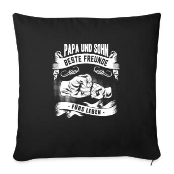 Papa Und Sohn T-Shirt Dad Partnerlook Vatertag - Sofakissenbezug 45 x 45 cm - Schwarz - Vorne