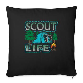 Scout Life T-shirt - Housse de coussin décorative 45 x 45 cm - noir - Devant