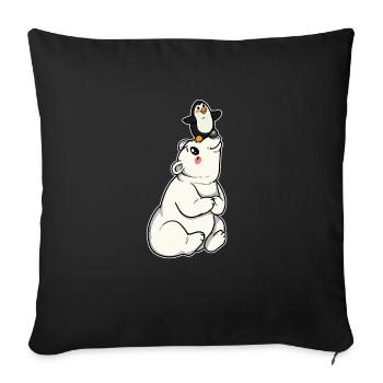 Penguin polar bear polar bear friendship south pole friend - Sofa pillowcase 17,3'' x 17,3'' (45 x 45 cm) - black - Front