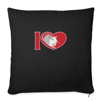 I love Ratten Haustier Farbratte Geschenkidee Herz - Sofakissenbezug 45 x 45 cm - Schwarz - Vorne