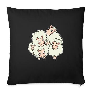 Sheep family sheep herd lamb wool horde - Sofa pillowcase 17,3'' x 17,3'' (45 x 45 cm) - black - Front