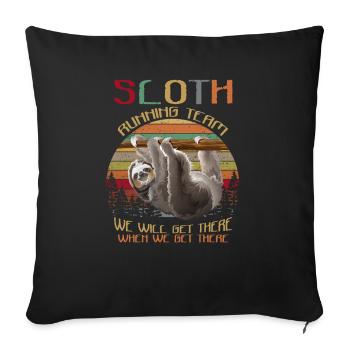Sloth Running Team Nous y arriverons Funny Sloth - Housse de coussin décorative 45 x 45 cm - noir - Devant