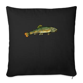 Angeln Angler Forelle Fisch - Sofakissenbezug 45 x 45 cm - Schwarz - Vorne