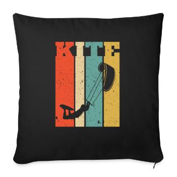 Retro Kitesurf Kitesurfing Kitesurfer - Sofa pillowcase 17,3'' x 17,3'' (45 x 45 cm) - black - Front