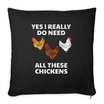 Funny Chicken Farmer - Sofa pillowcase 17,3'' x 17,3'' (45 x 45 cm) - black - Front