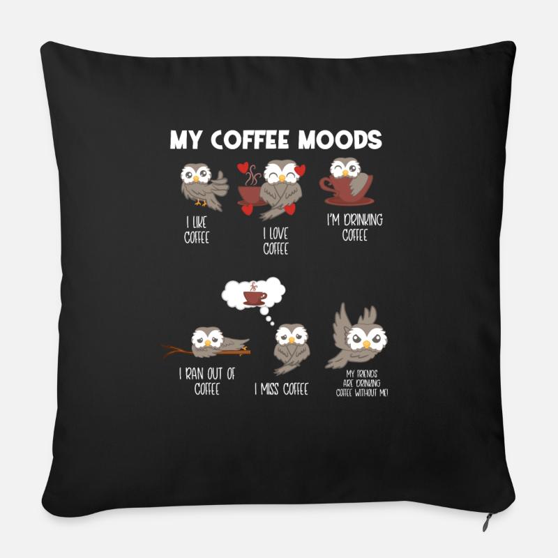 Eule - Eulen - Kaffee - Laune - Sofakissenbezug 45 x 45 cm - Schwarz