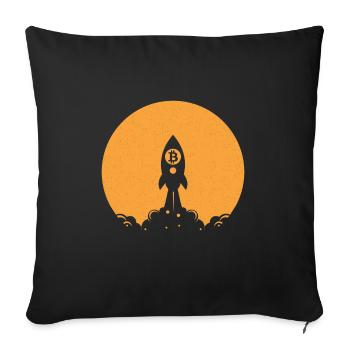 Bitcoin cryptocurrency crypto rocket - Sofa pillowcase 17,3'' x 17,3'' (45 x 45 cm) - black - Front