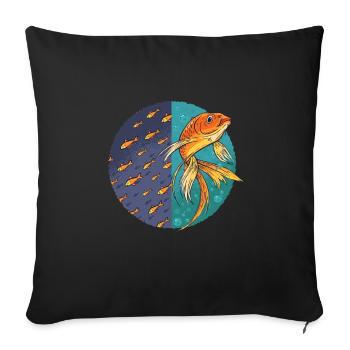Poisson rouge et poisson - Housse de coussin décorative 45 x 45 cm - noir - Devant