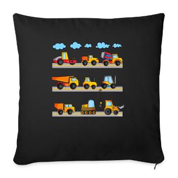 Excavator construction site vehicles boys - Sofa pillowcase 17,3'' x 17,3'' (45 x 45 cm) - black - Front