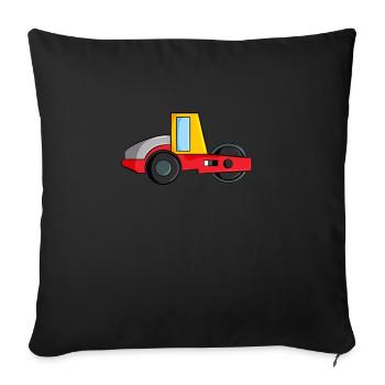 Rouleau de véhicule d'excavatrice de chantier - Housse de coussin décorative 45 x 45 cm - noir - Devant