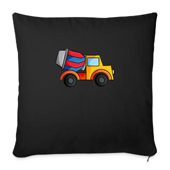 Construction site vehicle concrete mixer - Sofa pillowcase 17,3'' x 17,3'' (45 x 45 cm) - black - Front