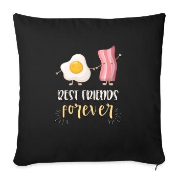 Cute Egg Bacon Best Friends BFF gift - Sofa pillowcase 17,3'' x 17,3'' (45 x 45 cm) - black - Front