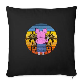 Pig On the Beach Holiday - Sofa pillowcase 17,3'' x 17,3'' (45 x 45 cm) - black - Front