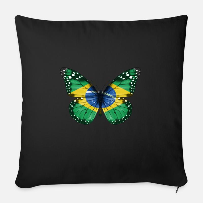 Schmetterlingsflagge Von Brasilien - Sofakissenbezug 45 x 45 cm - Schwarz