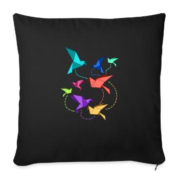 Origami Papier Kranich Faltkunst Falten Vögel - Sofakissenbezug 45 x 45 cm - Schwarz - Vorne