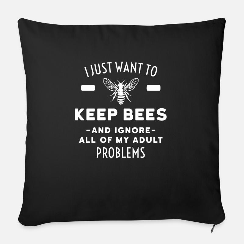 Idée de cadeau sur le thème de l'abeille pour les apiculteurs - Housse de coussin décorative 45 x 45 cm - noir