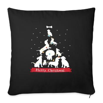 Dachshund Wiener Christmas Tree - Sofa pillowcase 17,3'' x 17,3'' (45 x 45 cm) - black - Front