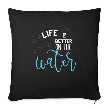 Croisière - Croisière - Croisière - Eau - Housse de coussin décorative 45 x 45 cm - noir - Devant
