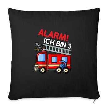 Anniversaire 3 ans service d'incendie, camion de pompiers T-Shir - Housse de coussin décorative 45 x 45 cm - noir - Devant