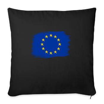 Drapeau de l'Union européenne peint dessiné européen - Housse de coussin décorative 45 x 45 cm - noir - Devant