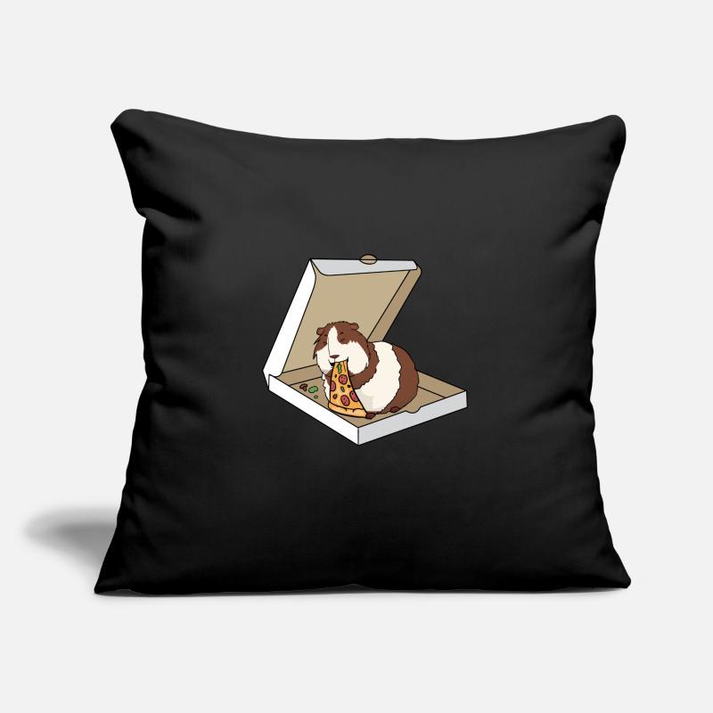 Cochon d'Inde mangeant une pizza Housse de coussin décorative 45 x 45 cm