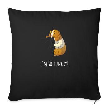 Mignonne cochon de Guinée affamé propriétaire de l'animal - Housse de coussin décorative 45 x 45 cm - noir - Devant