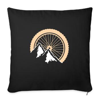 Mountainbike Rad Berge Logo Silhouette - Sofakissenbezug 45 x 45 cm - Schwarz - Vorne