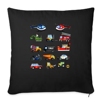 Vehicles Bager tractor crane police - Sofa pillowcase 17,3'' x 17,3'' (45 x 45 cm) - black - Front