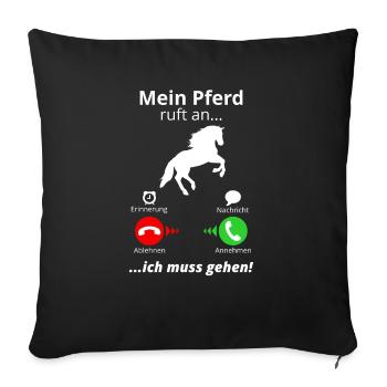 Horse Gets To Horse Girl Funny Riding Stable - Sofa pillowcase 17,3'' x 17,3'' (45 x 45 cm) - black - Front