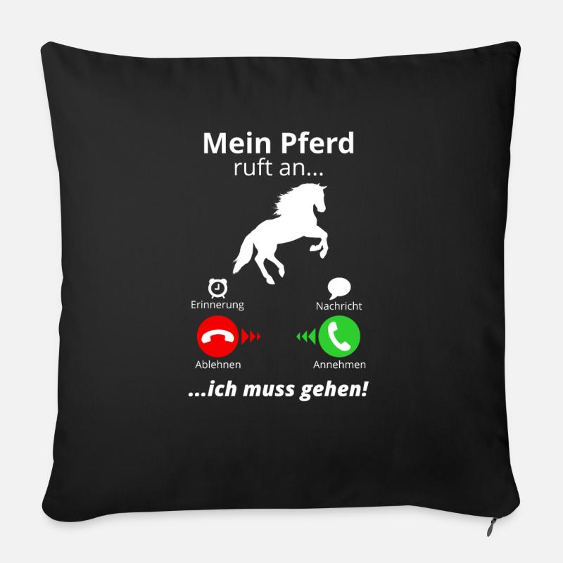 Pferd Ruft An Pferde Mädchen Lustig Reiten Stall - Sofakissenbezug 45 x 45 cm - Schwarz
