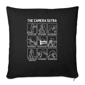 Lustiger Kamera-Sutra-Geschenkentwurf - Sofakissenbezug 45 x 45 cm - Schwarz - Vorne