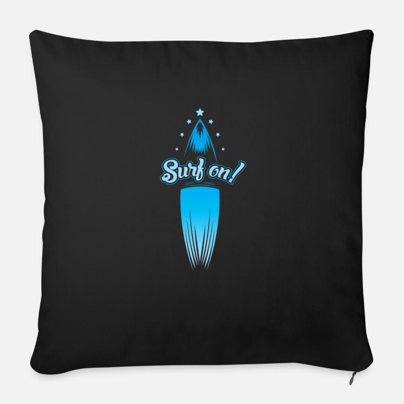 Surfbrett blau - Sofakissenbezug 45 x 45 cm - Schwarz