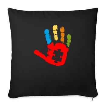 Autismus Puzzle Handabdruck - Housse de coussin décorative 45 x 45 cm - noir - Devant