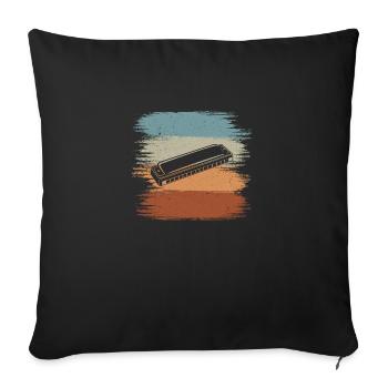 Instrument vintage d'harmonica blues vintage - Housse de coussin décorative 45 x 45 cm - noir - Devant