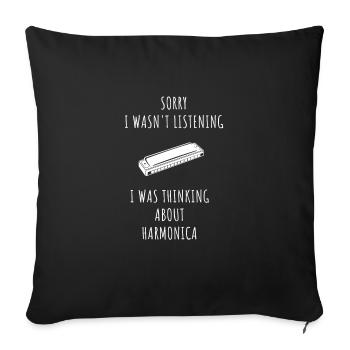 Harmonica Blues Music Instrument - Sofa pillowcase 17,3'' x 17,3'' (45 x 45 cm) - black - Front