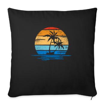 Strand, Palmen und Meer retro - Housse de coussin décorative 45 x 45 cm - noir - Devant