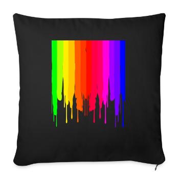 LGBTQ tropfender Regenbogen - Sofakissenbezug 45 x 45 cm - Schwarz - Vorne