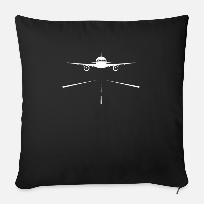 Pilot Flugzeug Landebahn Landen Fliegen Piloten - Sofakissenbezug 45 x 45 cm - Schwarz