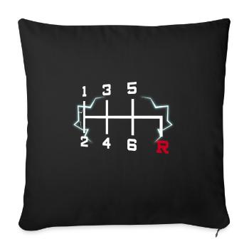 Té de voiture à 6 vitesses, transmission manuelle, conception de voiture - Housse de coussin décorative 45 x 45 cm - noir - Devant